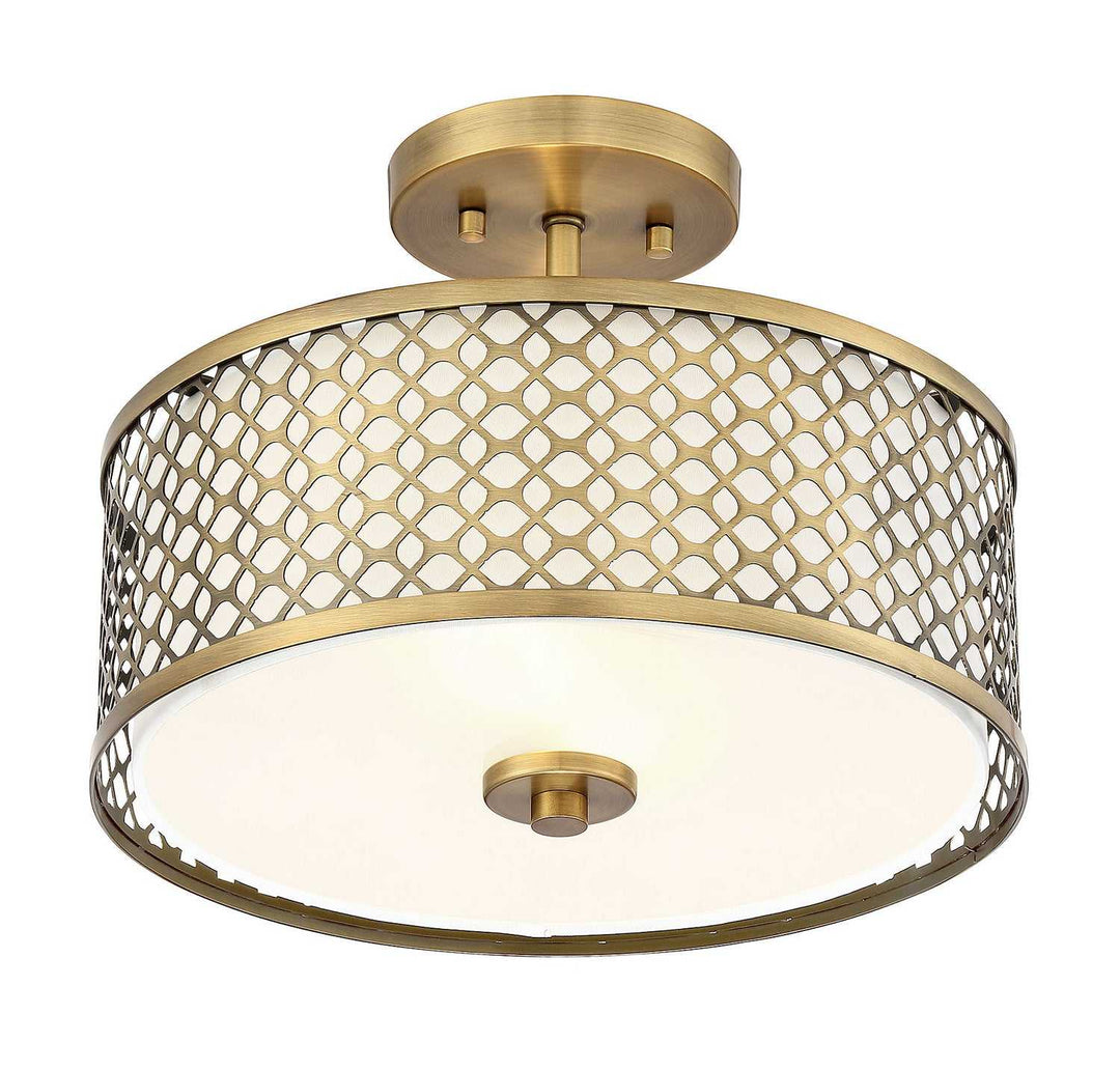 Meridian - M60016NB - Two Light Semi-Flush Mount - Msemi - Natural Brass
