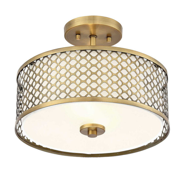 Meridian - M60016NB - Two Light Semi-Flush Mount - Msemi - Natural Brass