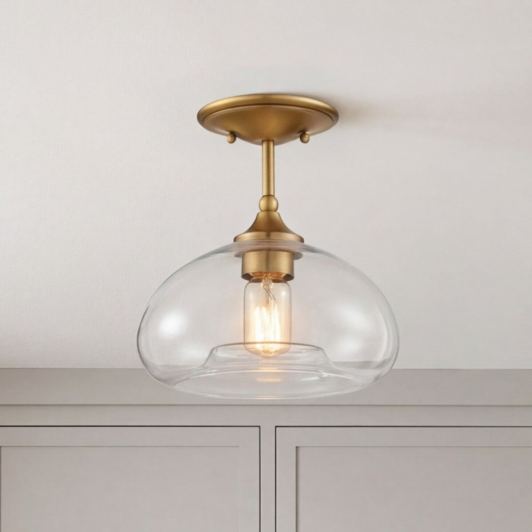Meridian - M60017NB - One Light Semi-Flush Mount - Msemi - Natural Brass