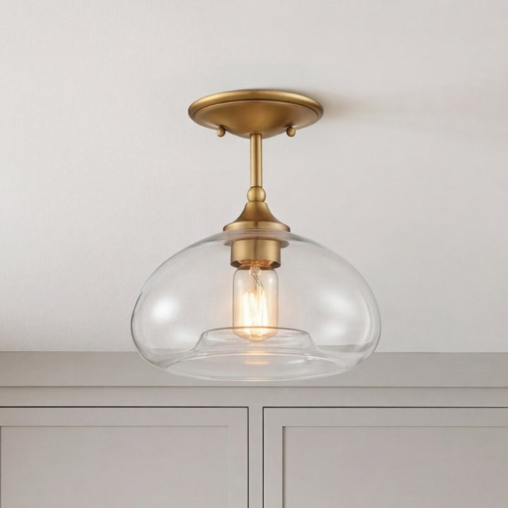 Meridian - M60017NB - One Light Semi-Flush Mount - Msemi - Natural Brass