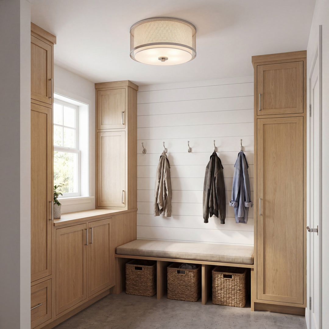 Meridian - M60018BN - Three Light Flush Mount - Mflus - Brushed Nickel