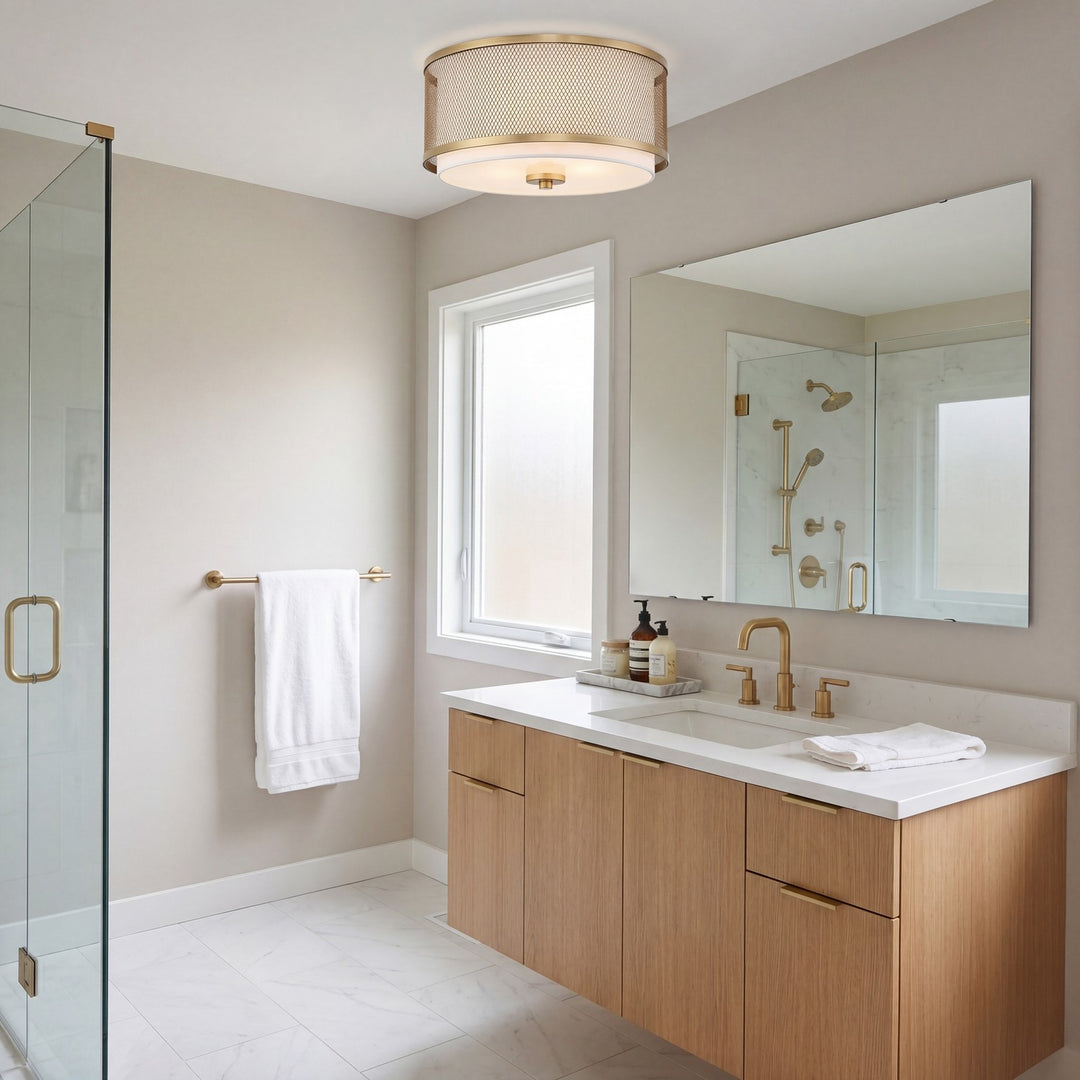 Meridian - M60018NB - Three Light Flush Mount - Msemi - Natural Brass