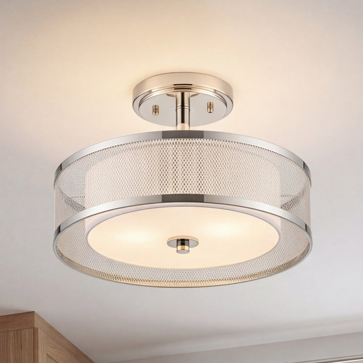 Meridian - M60018PN - Three Light Flush Mount - Mflus - Polished Nickel