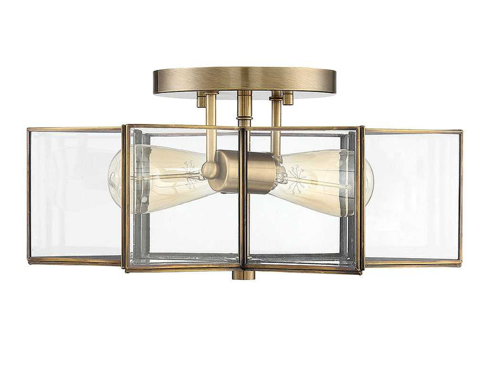 Meridian - M60021NB - Two Light Semi-Flush Mount - Msemi - Natural Brass