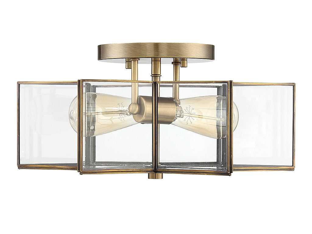 Meridian - M60021NB - Two Light Semi-Flush Mount - Msemi - Natural Brass