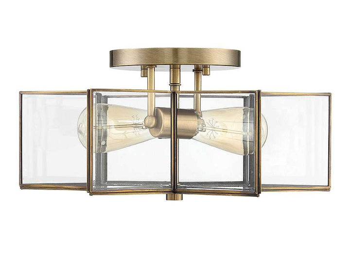 Meridian - M60021NB - Two Light Semi-Flush Mount - Msemi - Natural Brass