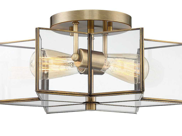 Meridian - M60021NB - Two Light Semi-Flush Mount - Msemi - Natural Brass