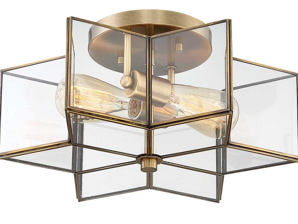Meridian - M60021NB - Two Light Semi-Flush Mount - Msemi - Natural Brass