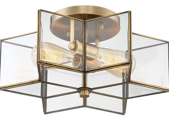 Meridian - M60021NB - Two Light Semi-Flush Mount - Msemi - Natural Brass