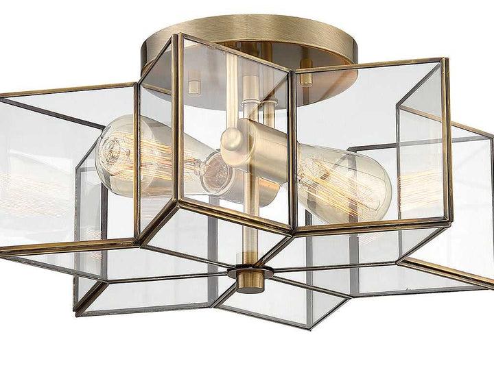 Meridian - M60021NB - Two Light Semi-Flush Mount - Msemi - Natural Brass