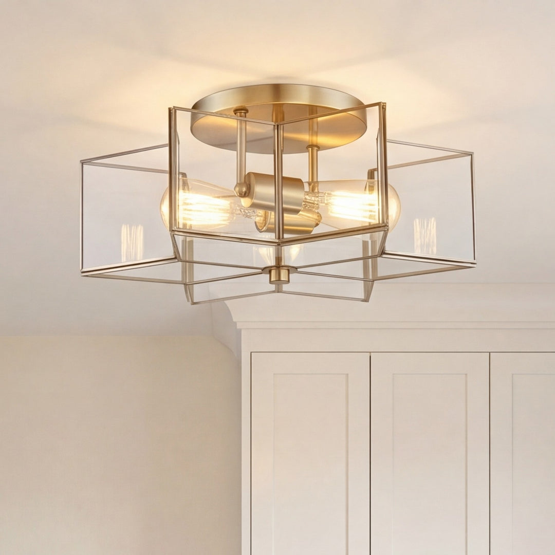 Meridian - M60021NB - Two Light Semi-Flush Mount - Msemi - Natural Brass