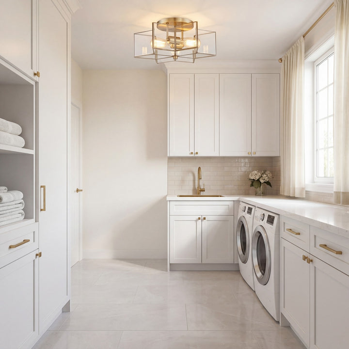 Meridian - M60021NB - Two Light Semi-Flush Mount - Msemi - Natural Brass