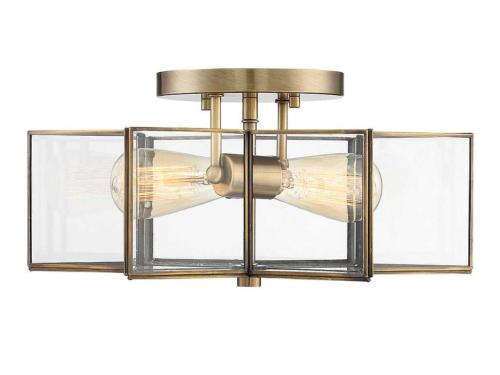Meridian - M60021NB - Two Light Semi-Flush Mount - Msemi - Natural Brass