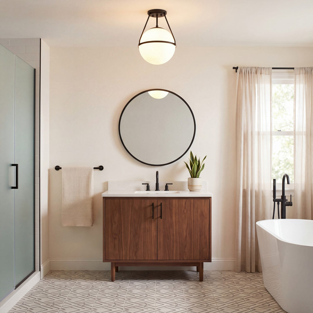 Meridian - M60054MBK - One Light Semi-Flush Mount - Msemi - Matte Black