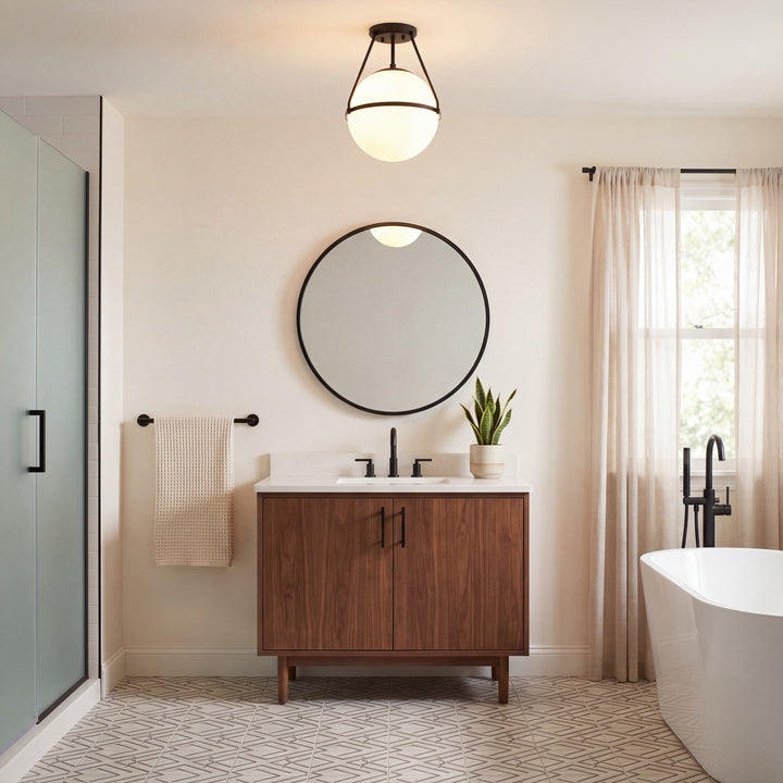 Meridian - M60054MBK - One Light Semi-Flush Mount - Msemi - Matte Black