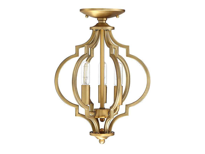 Meridian - M60055NB - Three Light Semi-Flush Mount - Msemi - Natural Brass