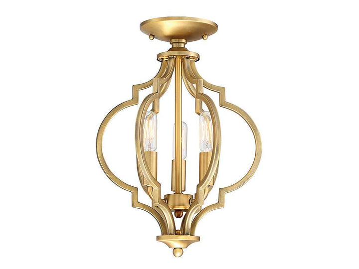Meridian - M60055NB - Three Light Semi-Flush Mount - Msemi - Natural Brass