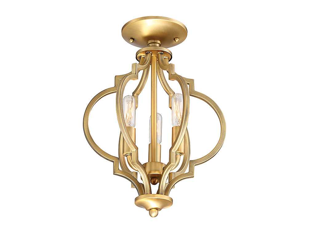 Meridian - M60055NB - Three Light Semi-Flush Mount - Msemi - Natural Brass