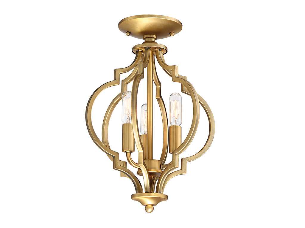 Meridian - M60055NB - Three Light Semi-Flush Mount - Msemi - Natural Brass