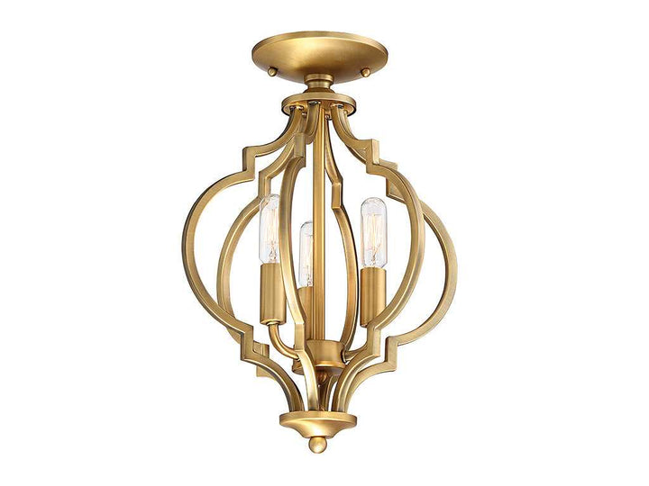 Meridian - M60055NB - Three Light Semi-Flush Mount - Msemi - Natural Brass