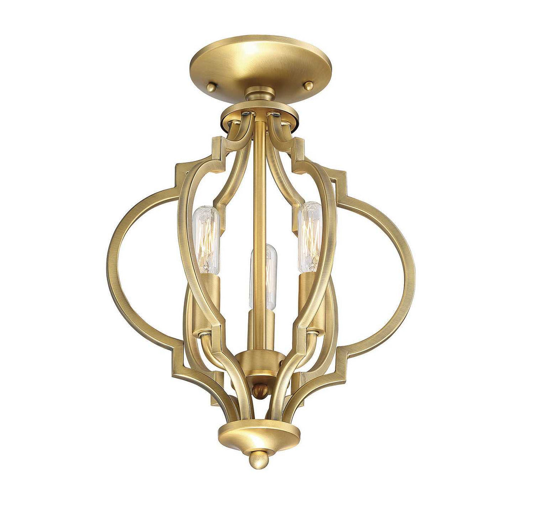 Meridian - M60055NB - Three Light Semi-Flush Mount - Msemi - Natural Brass
