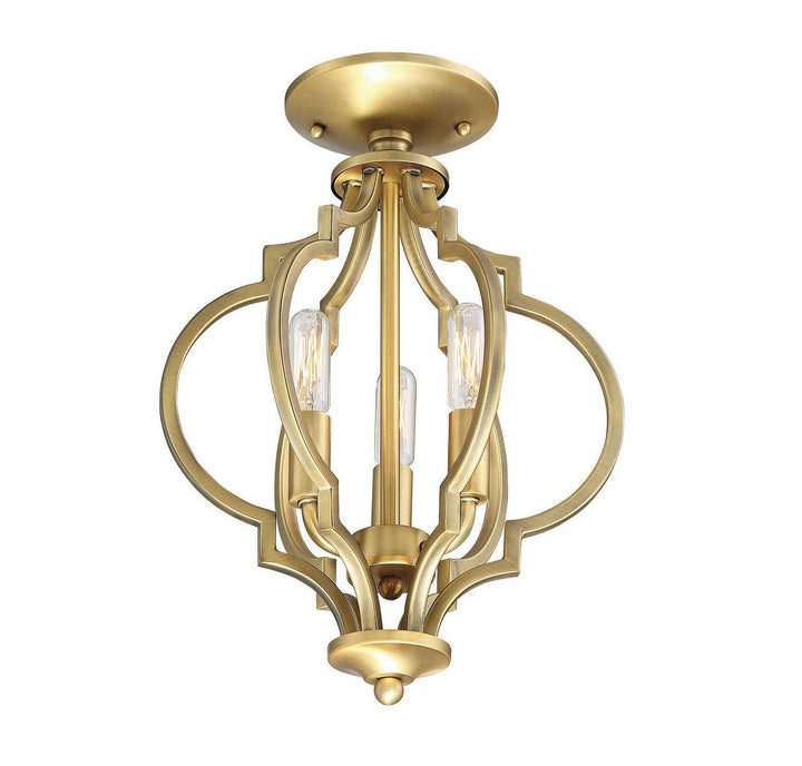 Meridian - M60055NB - Three Light Semi-Flush Mount - Msemi - Natural Brass
