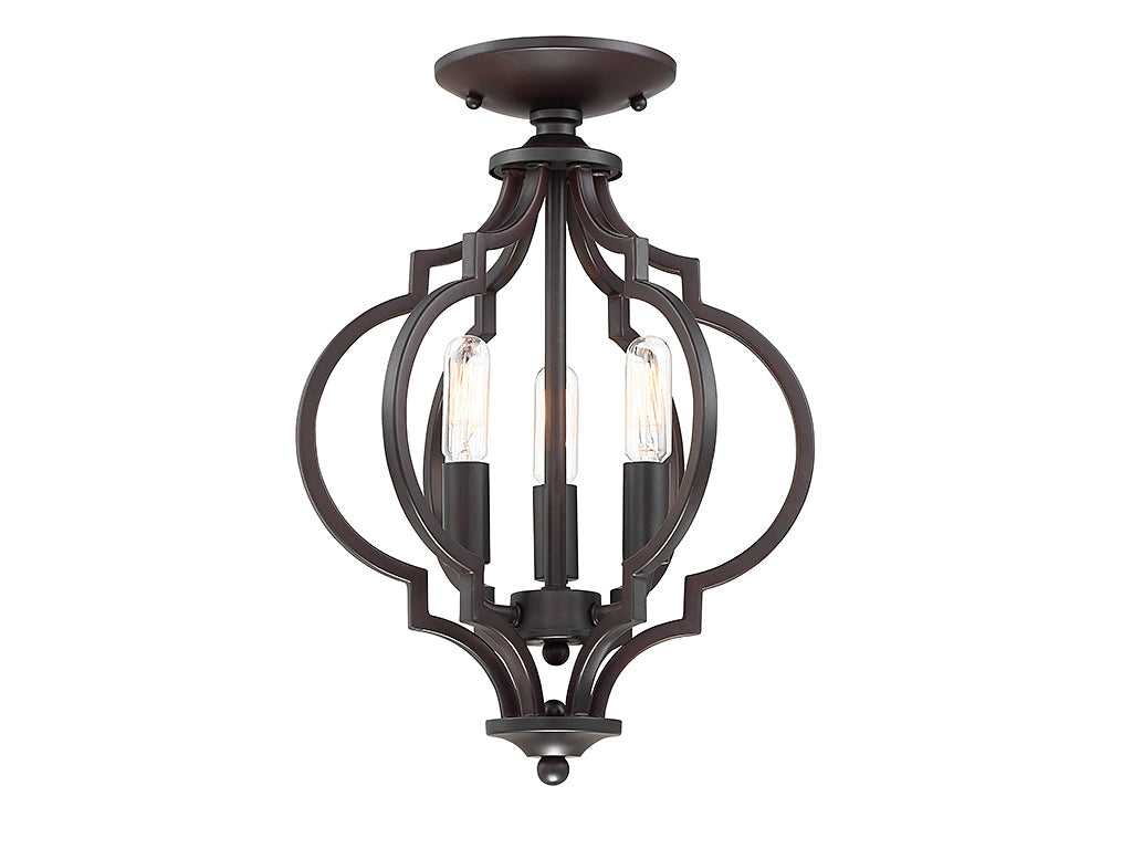 Meridian - M60055ORB - Three Light Semi-Flush Mount - Msemi - Oil Rubbed Bronze