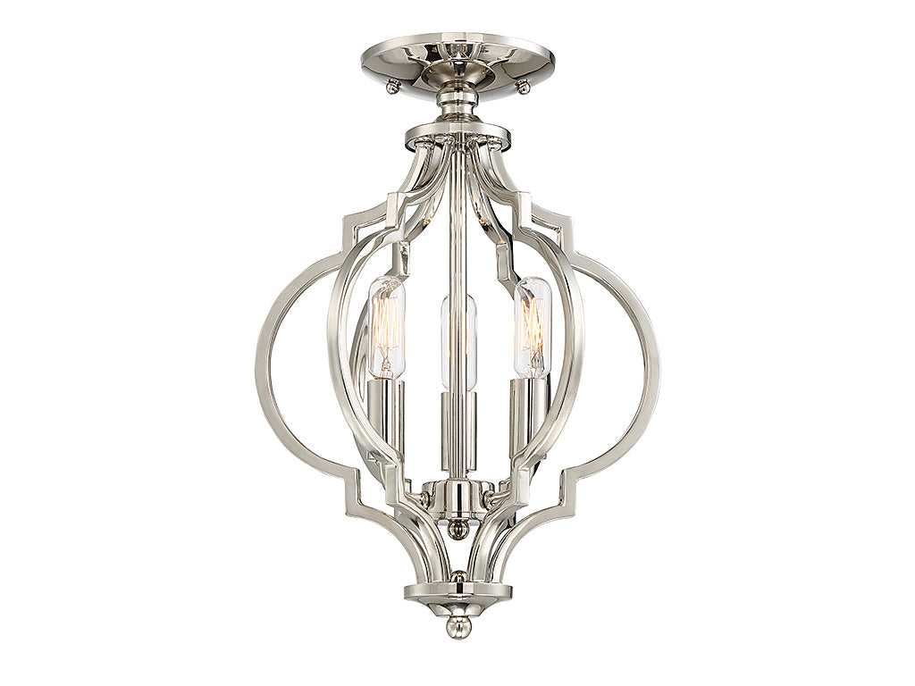 Meridian - M60055PN - Three Light Semi-Flush Mount - Msemi - Polished Nickel