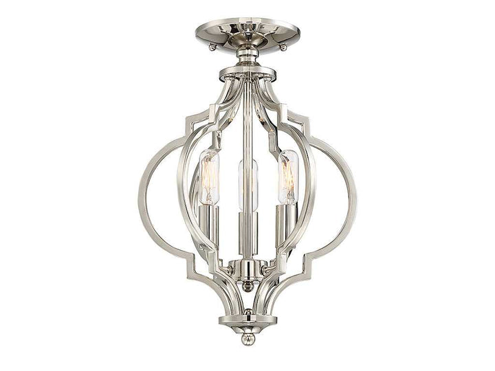Meridian - M60055PN - Three Light Semi-Flush Mount - Msemi - Polished Nickel