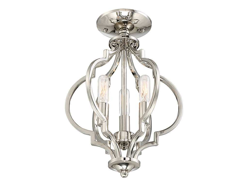 Meridian - M60055PN - Three Light Semi-Flush Mount - Msemi - Polished Nickel