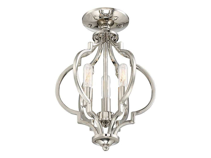 Meridian - M60055PN - Three Light Semi-Flush Mount - Msemi - Polished Nickel