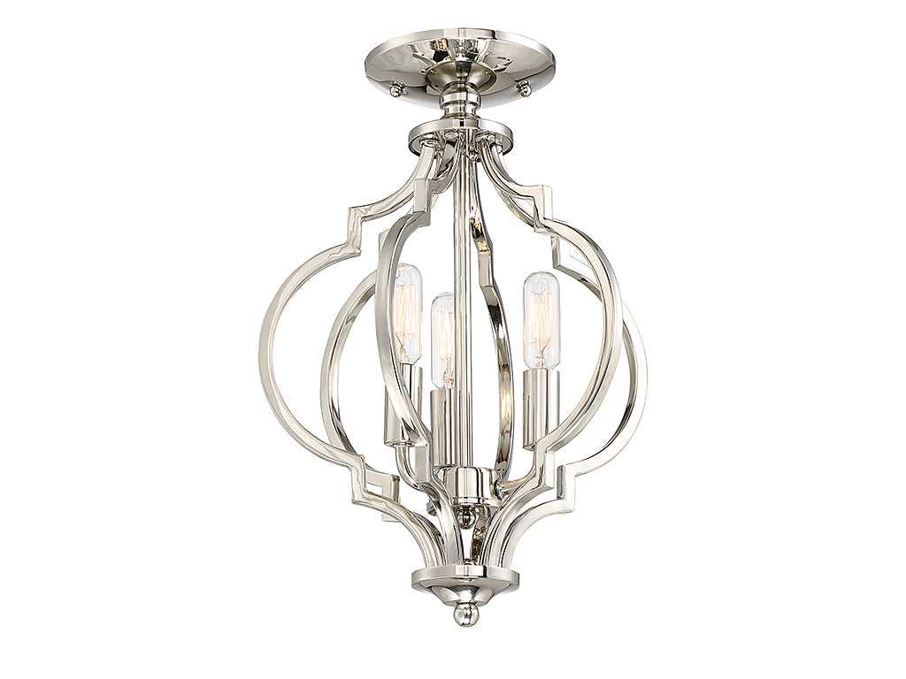 Meridian - M60055PN - Three Light Semi-Flush Mount - Msemi - Polished Nickel