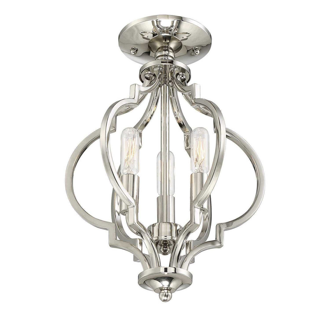 Meridian - M60055PN - Three Light Semi-Flush Mount - Msemi - Polished Nickel