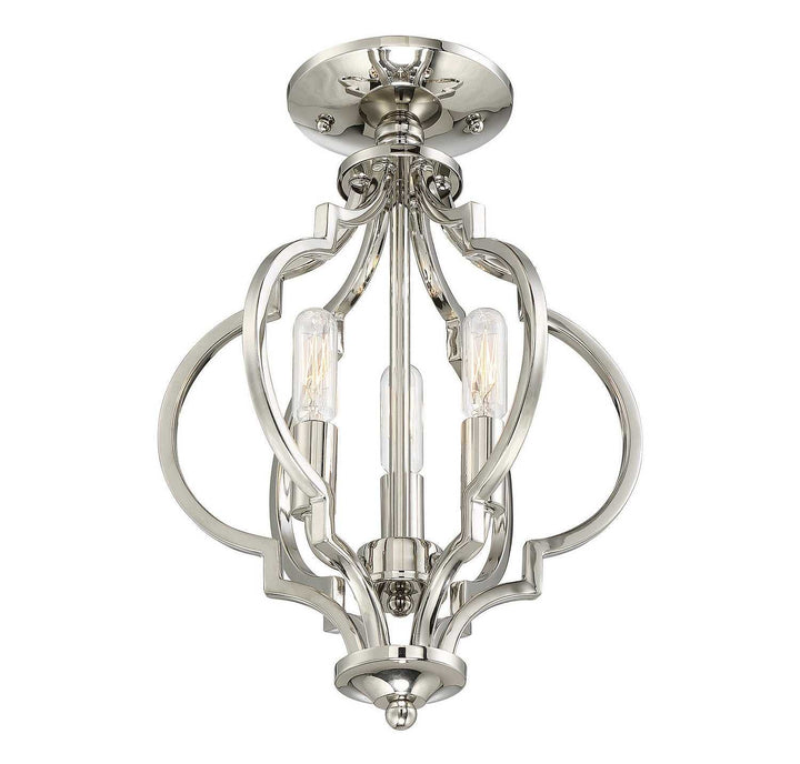 Meridian - M60055PN - Three Light Semi-Flush Mount - Msemi - Polished Nickel