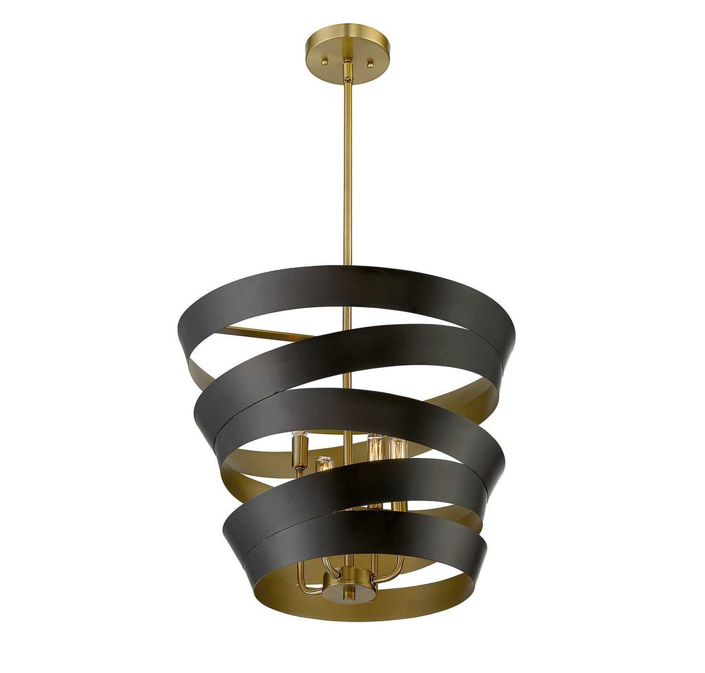 Meridian - M70009-46 - Four Light Pendant - Mpend - Matte Black with Gold