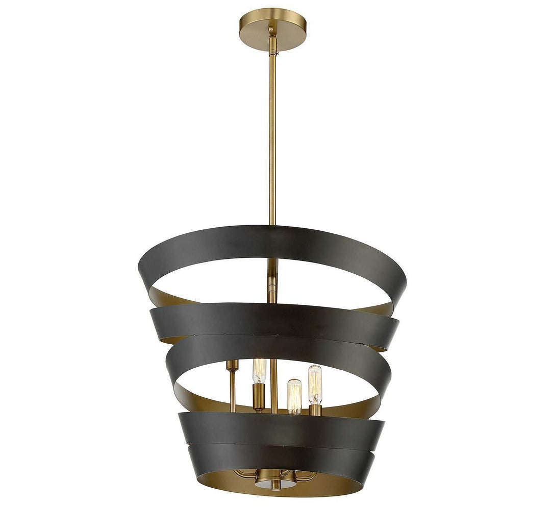 Meridian - M70009-46 - Four Light Pendant - Mpend - Matte Black with Gold