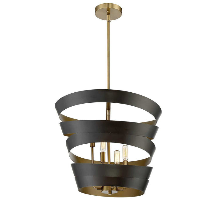 Meridian - M70009-46 - Four Light Pendant - Mpend - Matte Black with Gold