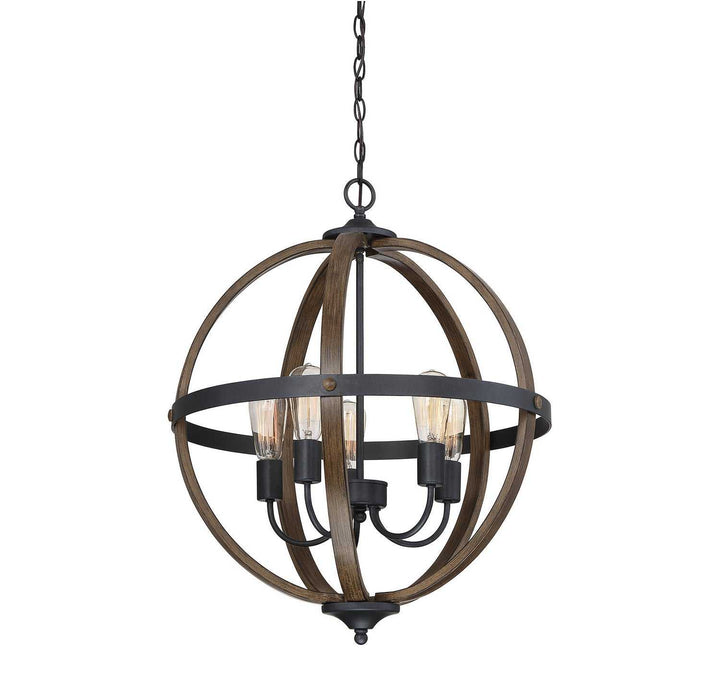 Meridian - M70041WB - Five Light Chandelier - Mchan - Wood with Black