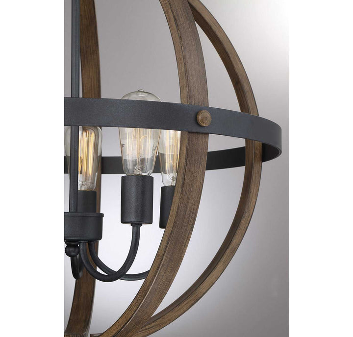 Meridian - M70041WB - Five Light Chandelier - Mchan - Wood with Black