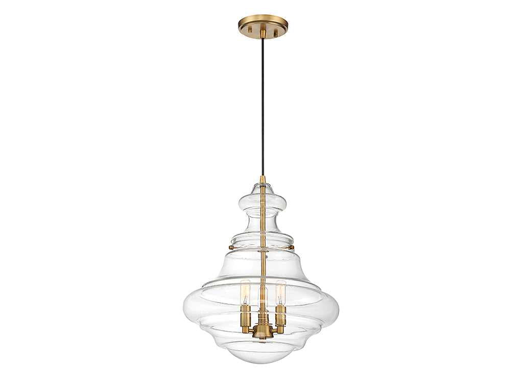 Meridian - M70058NB - Three Light Pendant - Mpend - Natural Brass