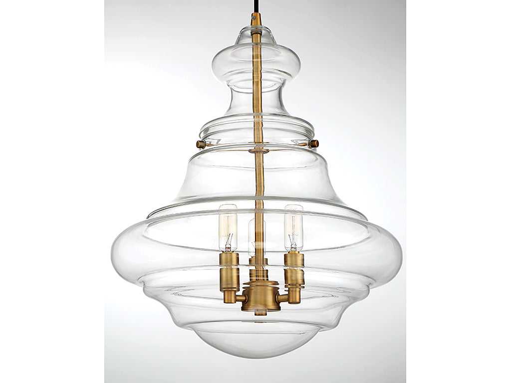 Meridian - M70058NB - Three Light Pendant - Mpend - Natural Brass