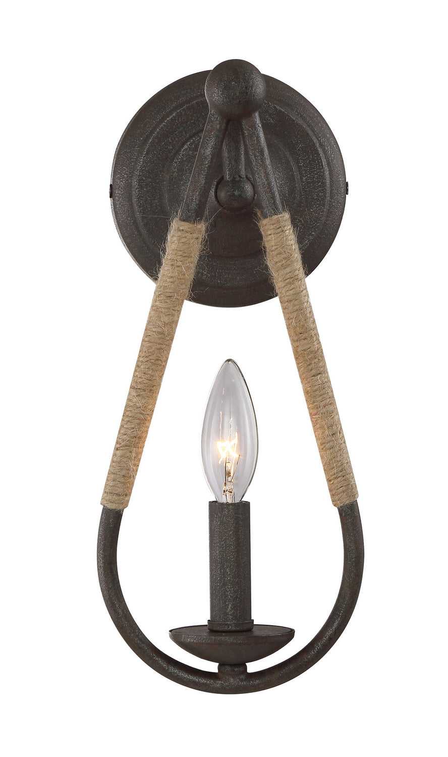 Meridian - M90002RN - One Light Wall Sconce - Mscon - Rusty Nail with Rope