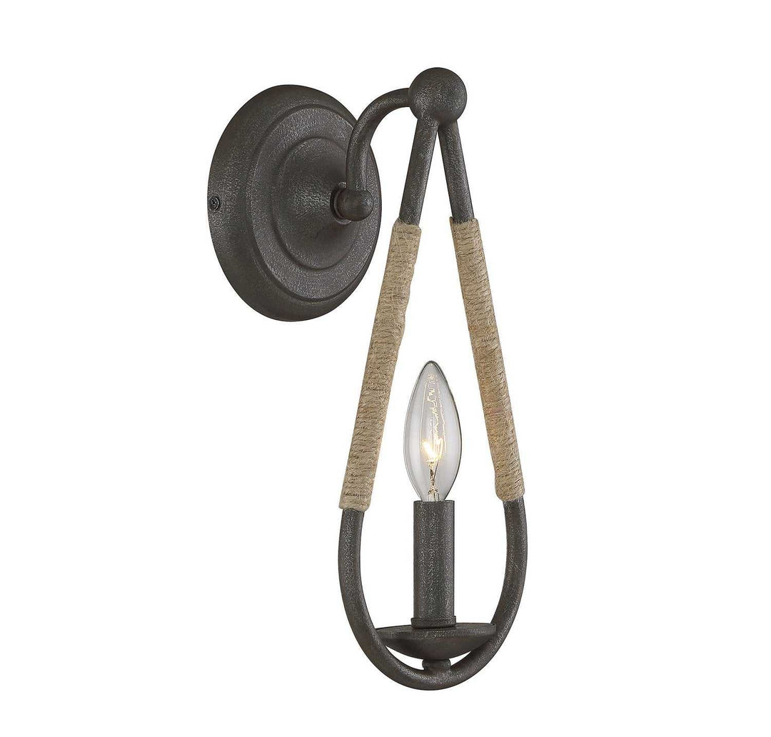 Meridian - M90002RN - One Light Wall Sconce - Mscon - Rusty Nail with Rope