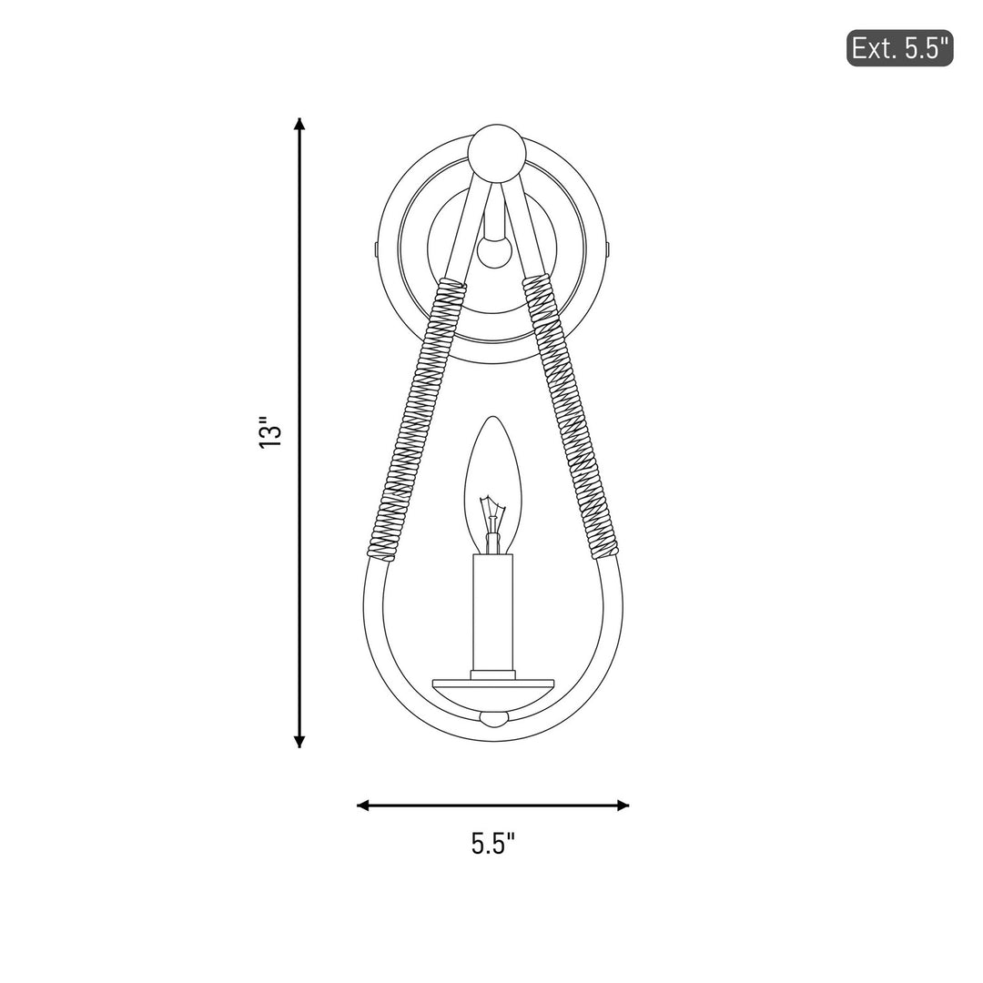 Meridian - M90002RN - One Light Wall Sconce - Mscon - Rusty Nail with Rope