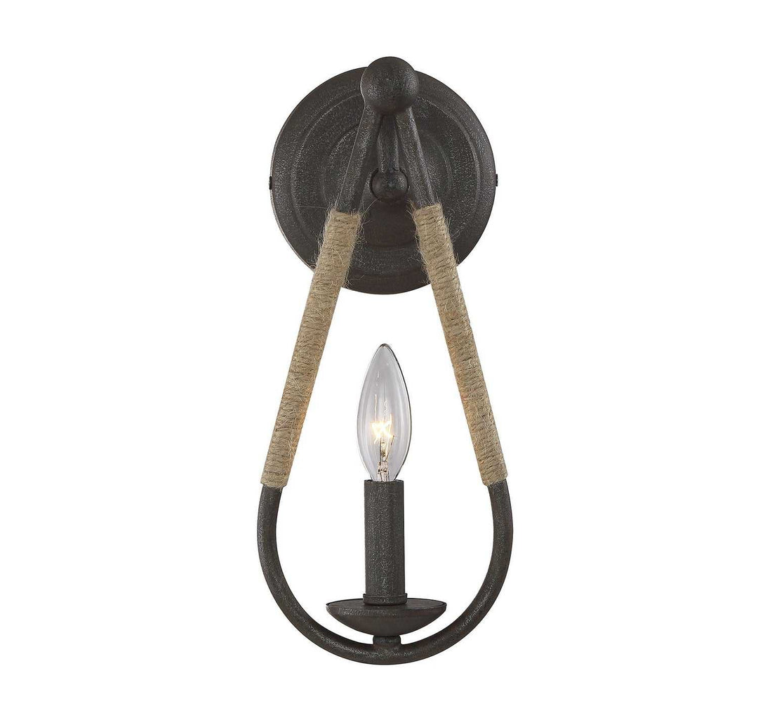 Meridian - M90002RN - One Light Wall Sconce - Mscon - Rusty Nail with Rope