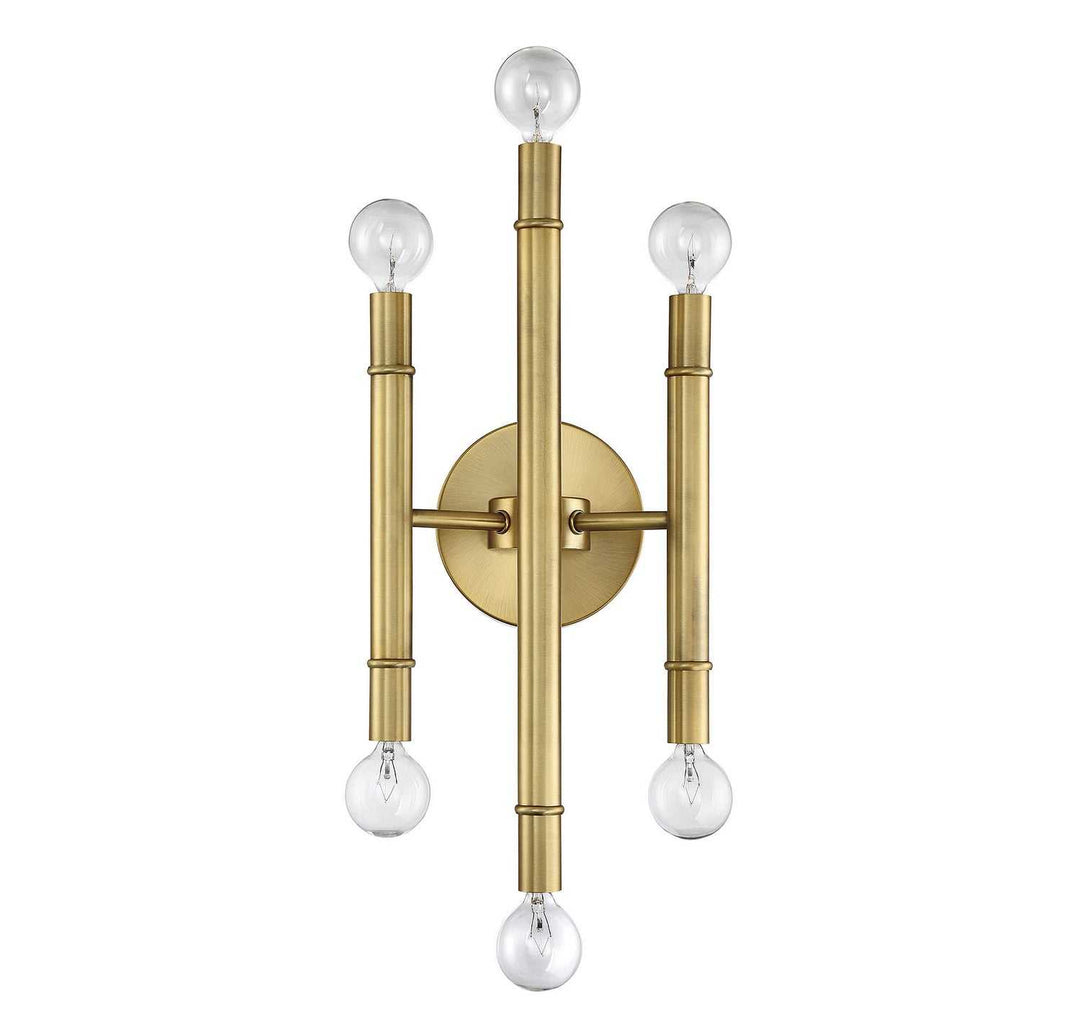 Meridian - M90018NB - Six Light Wall Sconce - Mscon - Natural Brass