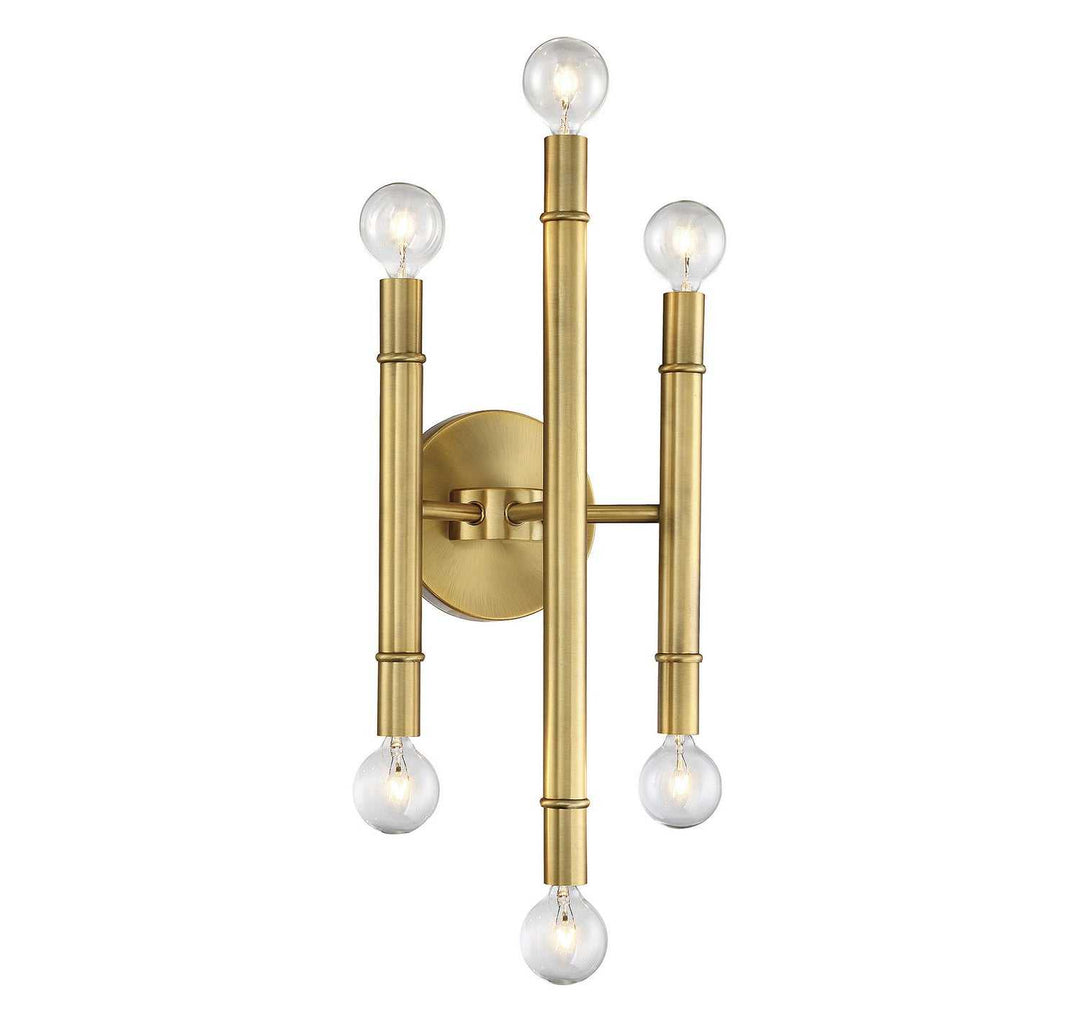 Meridian - M90018NB - Six Light Wall Sconce - Mscon - Natural Brass