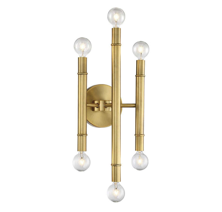Meridian - M90018NB - Six Light Wall Sconce - Mscon - Natural Brass