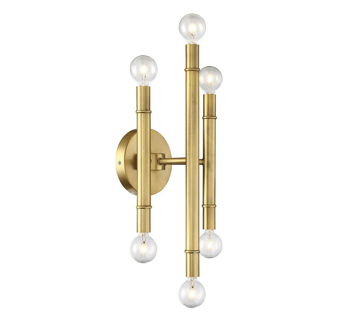 Meridian - M90018NB - Six Light Wall Sconce - Mscon - Natural Brass