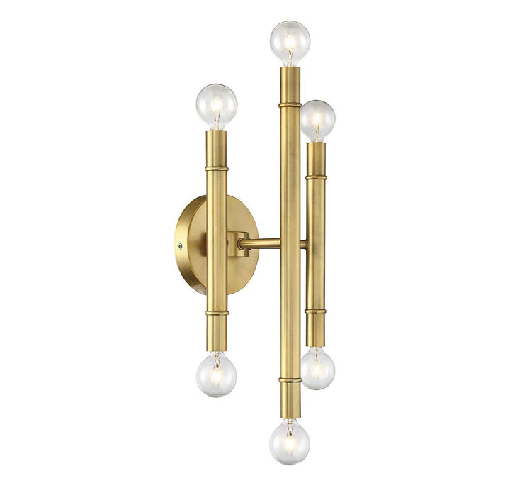 Meridian - M90018NB - Six Light Wall Sconce - Mscon - Natural Brass